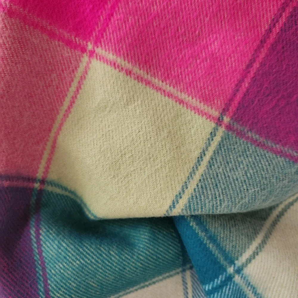 Scotland 100% Cashmere Plaid Scarf Fringe Pink Green 64